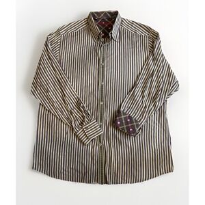Robert Graham Classic Fit Striped Grey Long Sleeve‎ Button Down Shirt 2XL Tall
